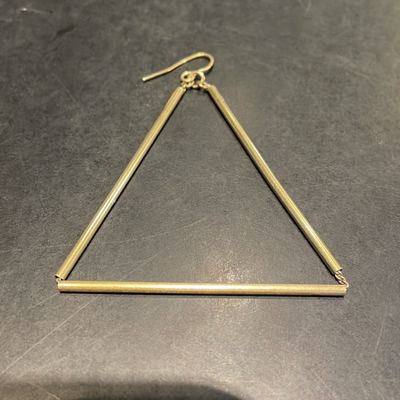 Brass triangle modern earrings. - Picture 2 of 4